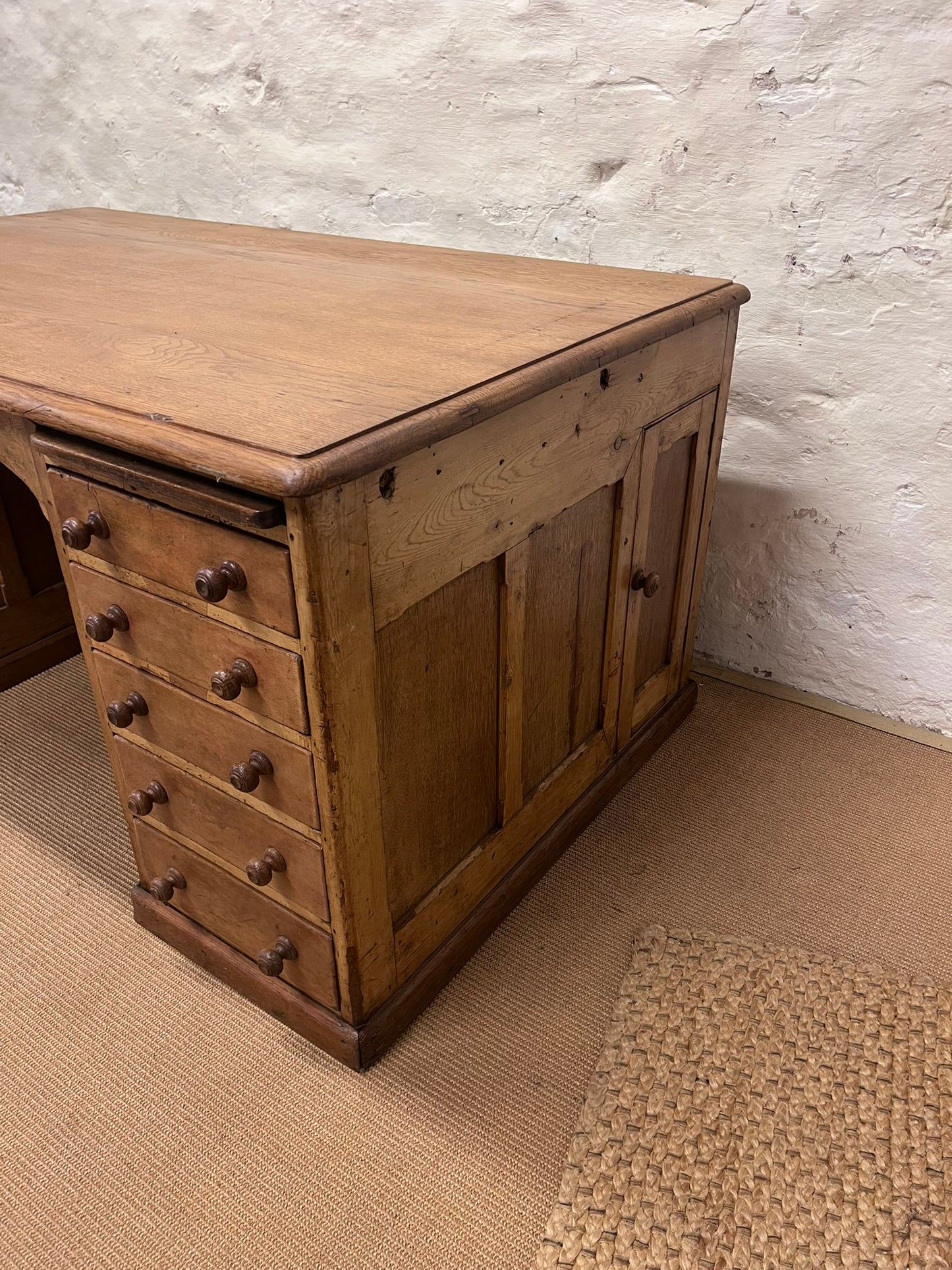 Scottish Antique Pine Partners Desk Ca 1920