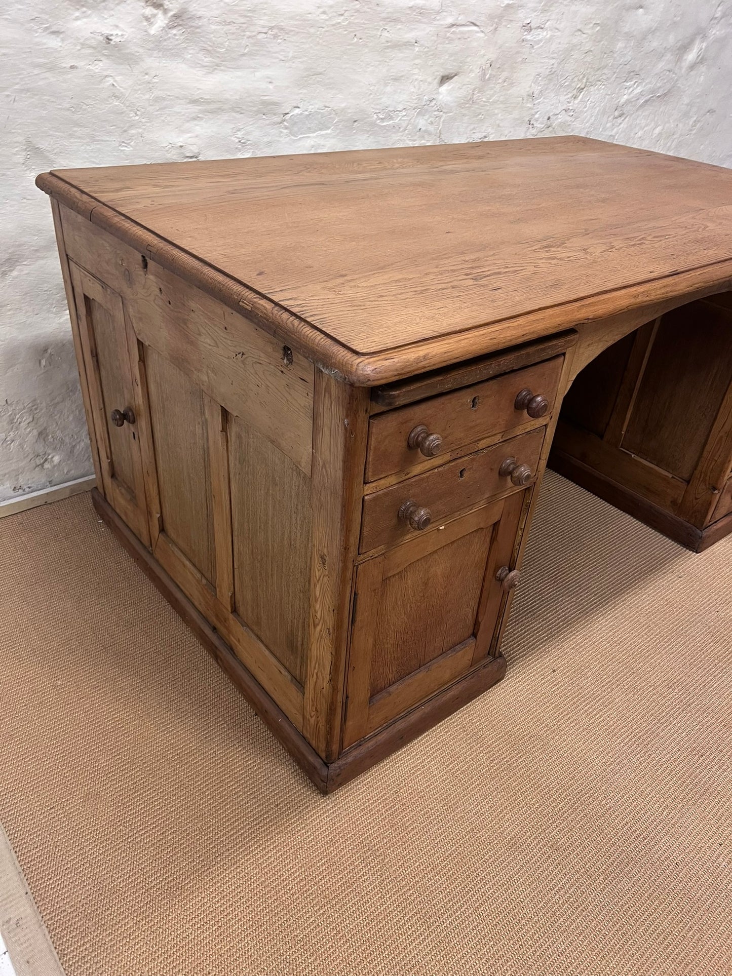 Scottish Antique Pine Partners Desk Ca 1920
