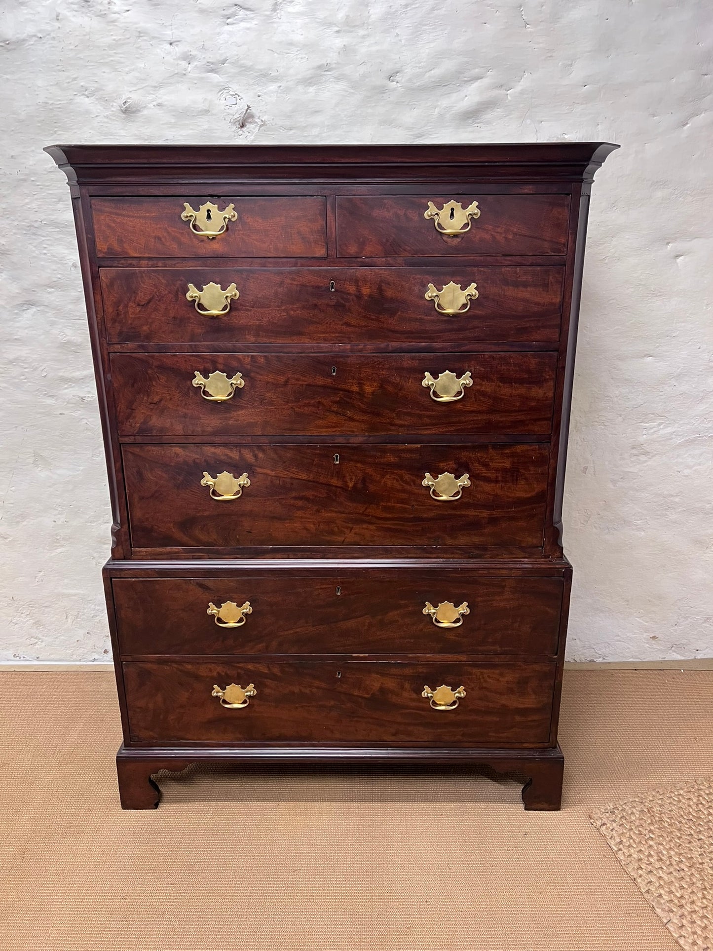English Antique Mahogany Chest on Chest Ca 1820