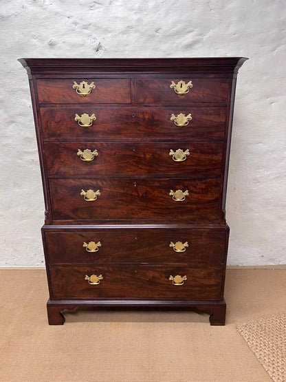 English Antique Mahogany Chest on Chest Ca 1820