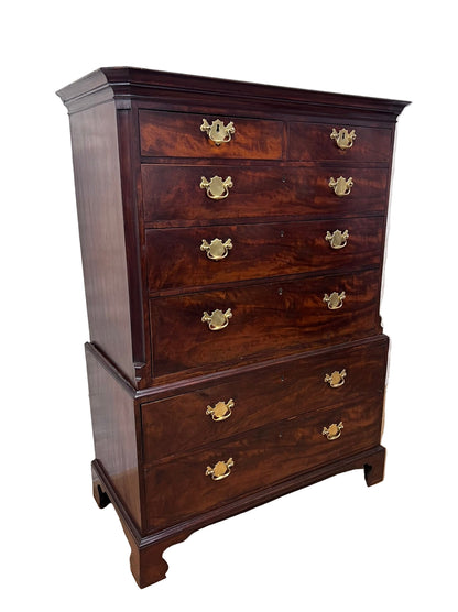 English Antique Mahogany Chest on Chest Ca 1820