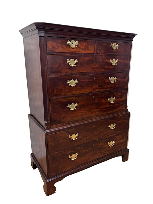 English Antique Mahogany Chest on Chest Ca 1820