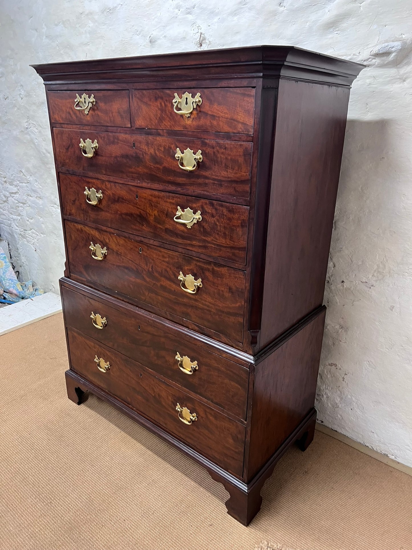 English Antique Mahogany Chest on Chest Ca 1820