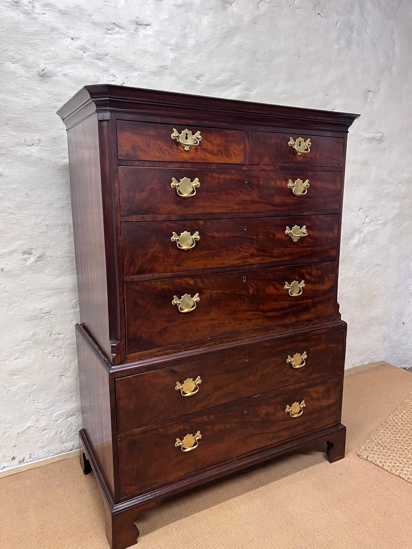 English Antique Mahogany Chest on Chest Ca 1820