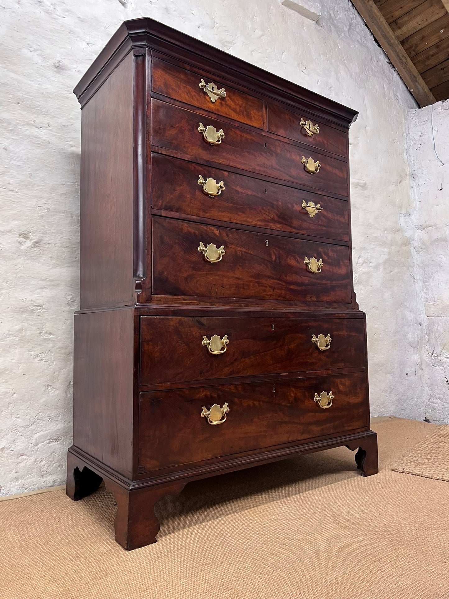 English Antique Mahogany Chest on Chest Ca 1820
