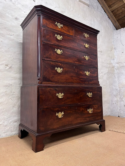 English Antique Mahogany Chest on Chest Ca 1820