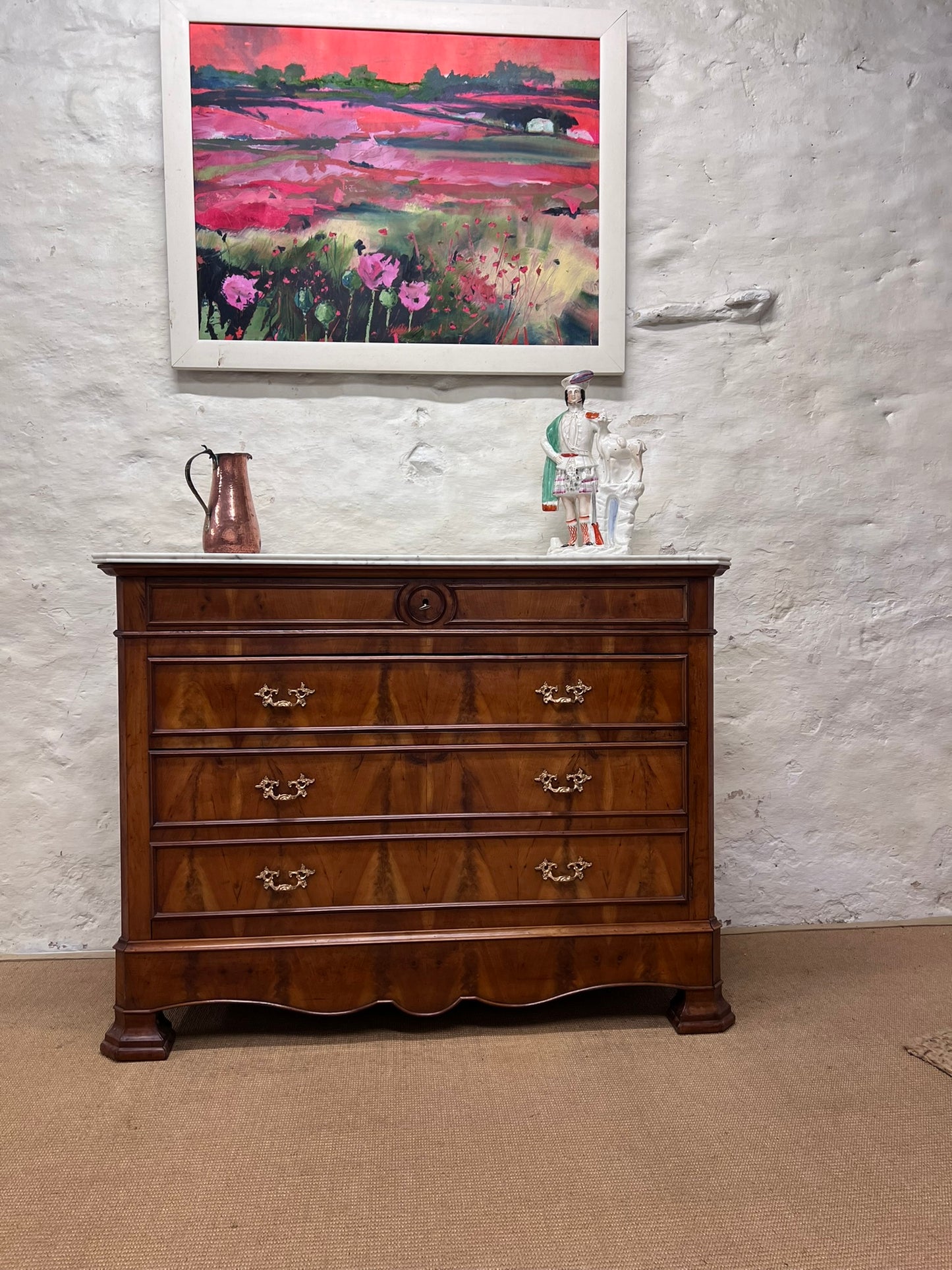 French Antique Walnut Commode Ca 1870