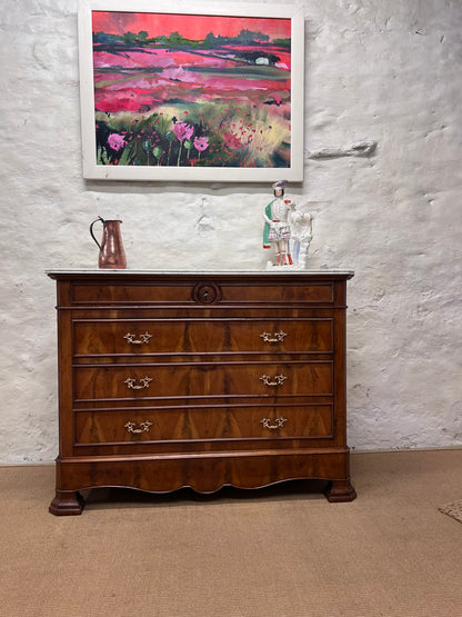 French Antique Walnut Commode Ca 1870