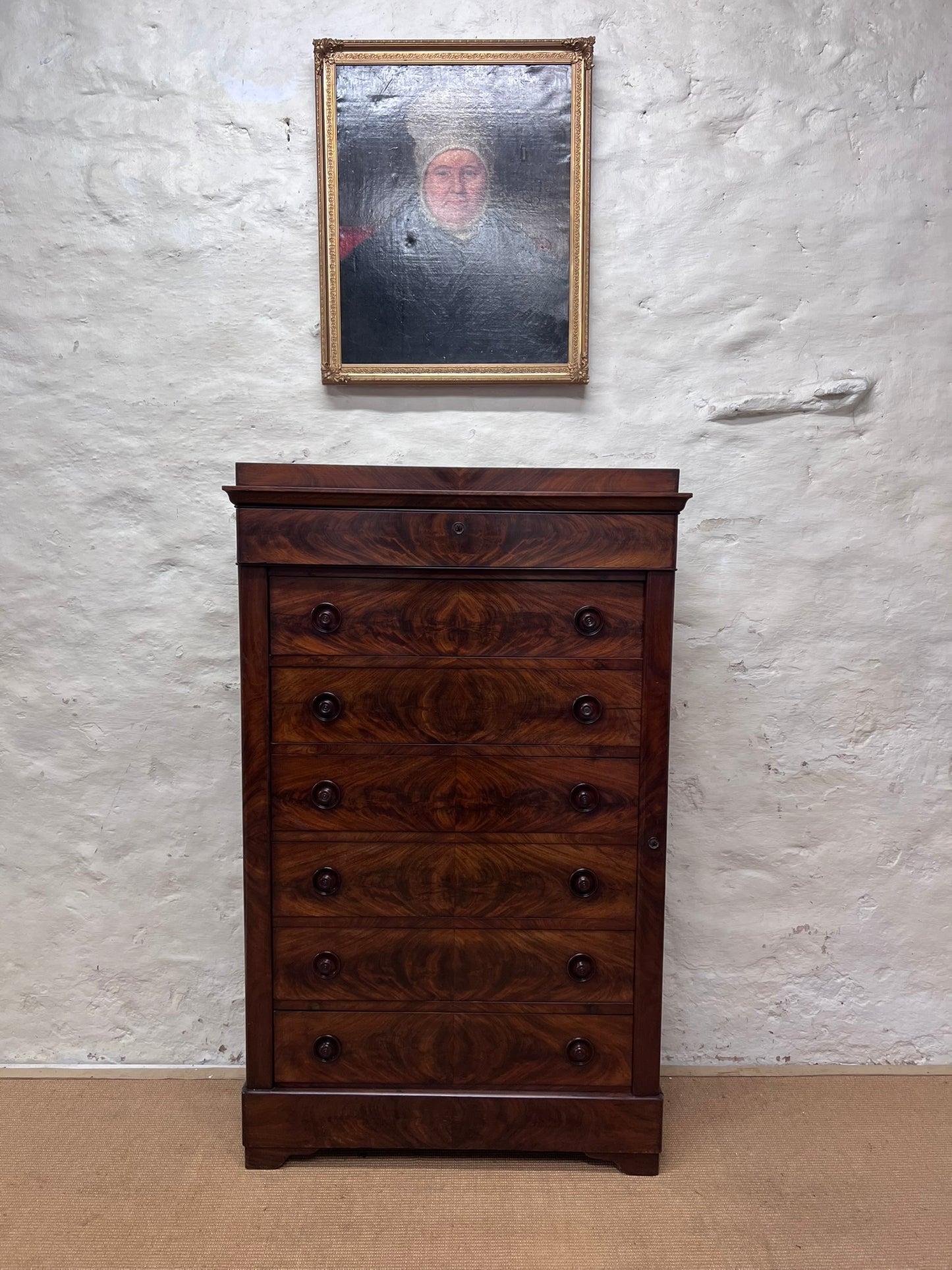 French Antique Mahogany Wellington Chest ca 1860
