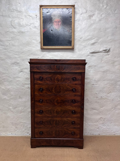 French Antique Mahogany Wellington Chest ca 1860