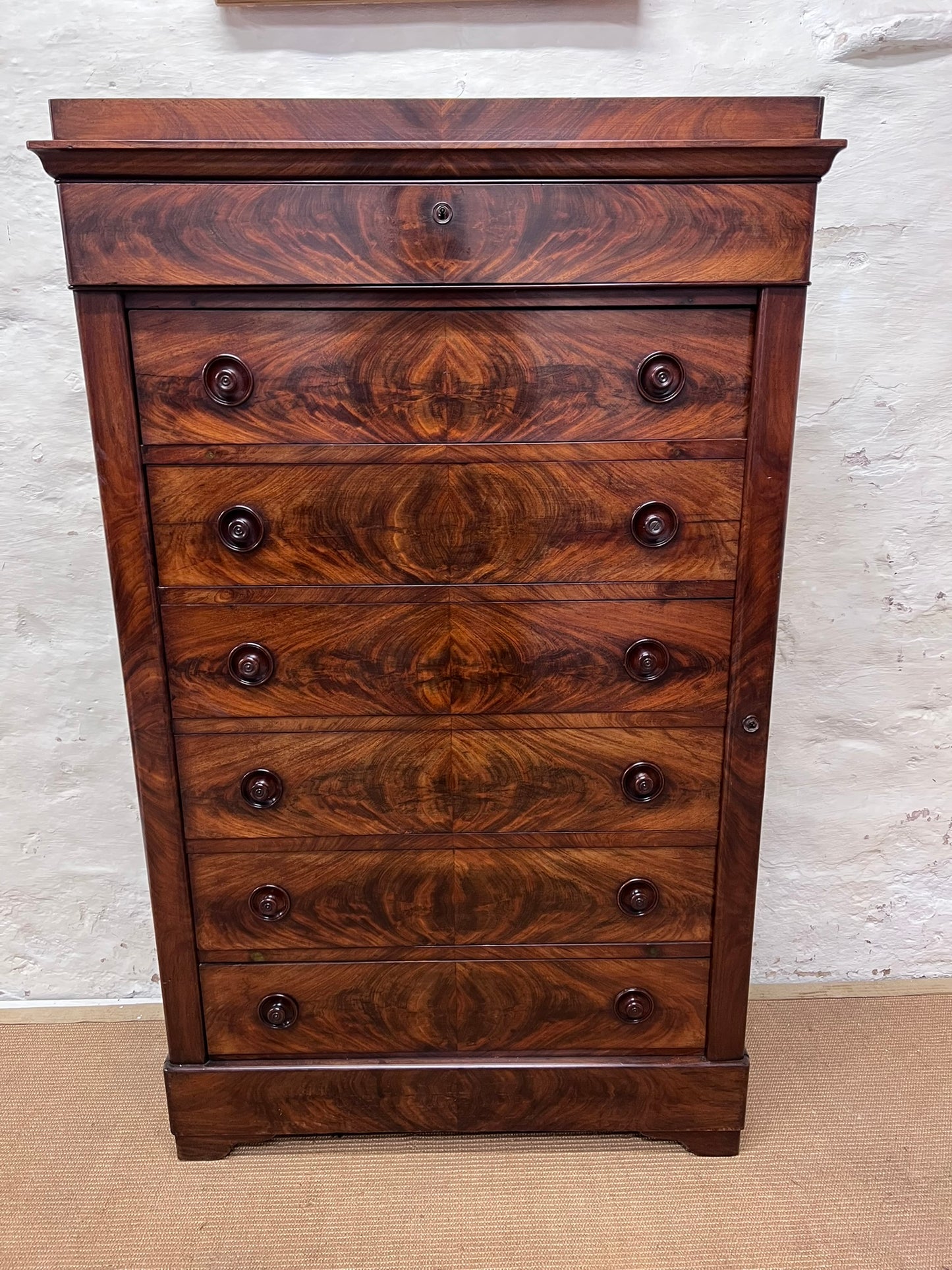 French Antique Mahogany Wellington Chest ca 1860