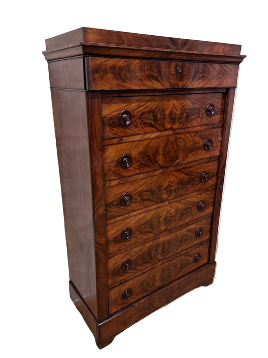 French Antique Mahogany Wellington Chest ca 1860