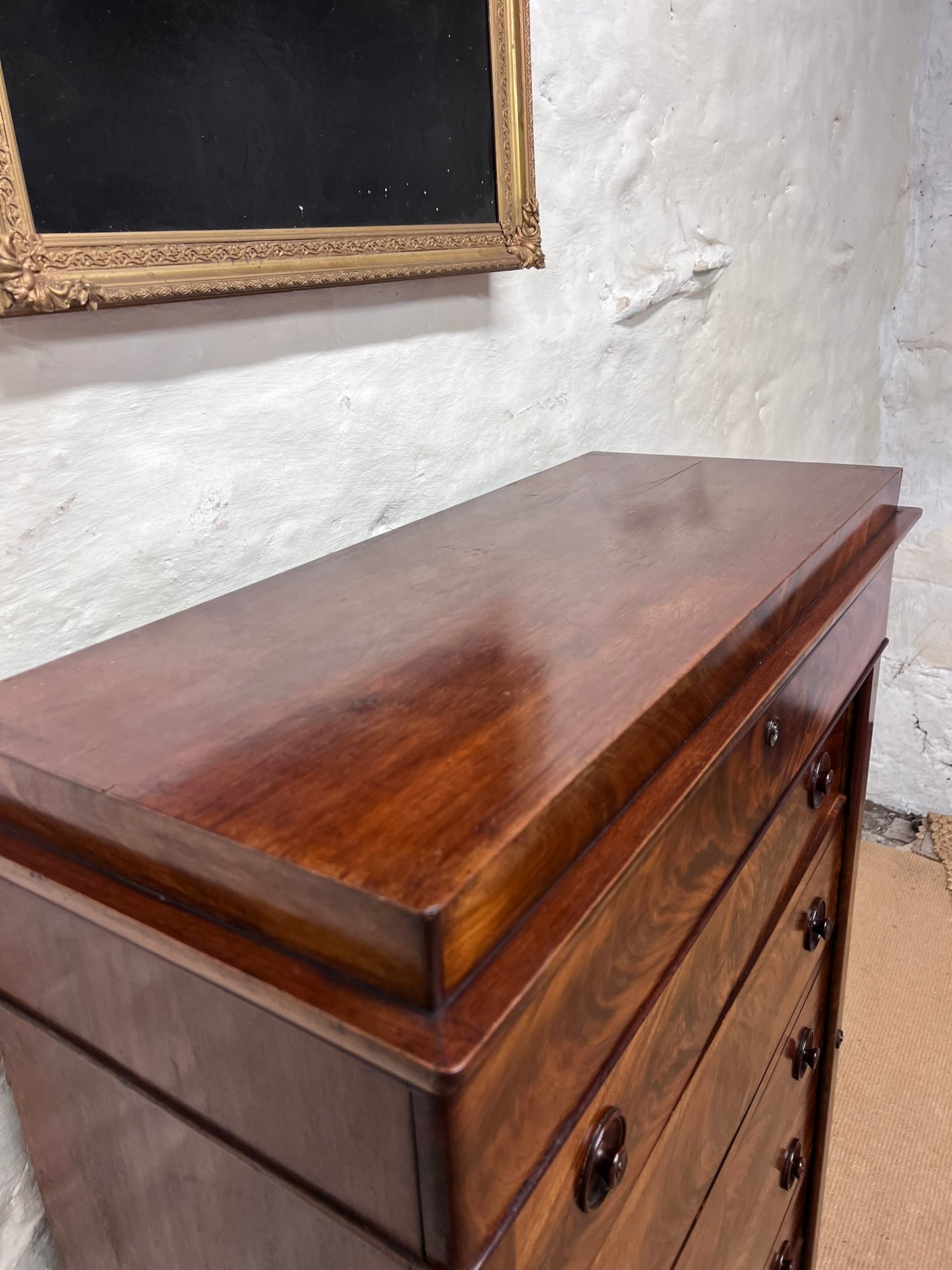 French Antique Mahogany Wellington Chest ca 1860