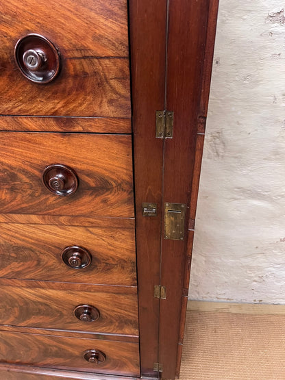 French Antique Mahogany Wellington Chest ca 1860