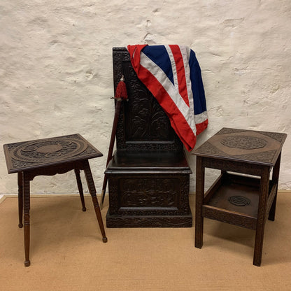 Antique Carved Oak Seat Ca 1880