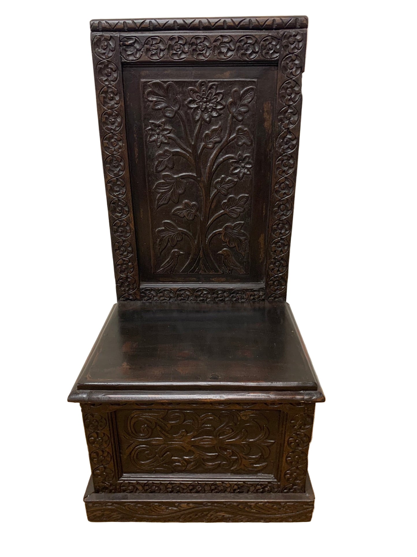 Antique Carved Oak Seat Ca 1880