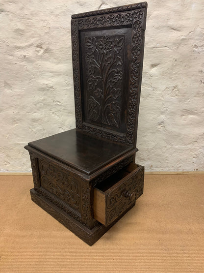 Antique Carved Oak Seat Ca 1880