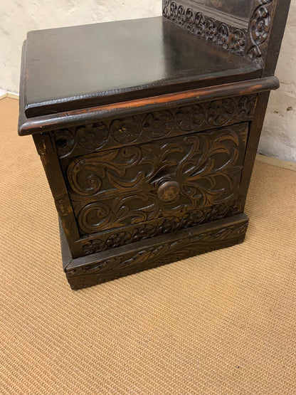 Antique Carved Oak Seat Ca 1880