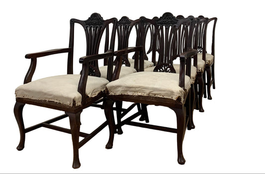 Set of 8 Antique  Mahogany Hepplewhite Chairs Ca 1890