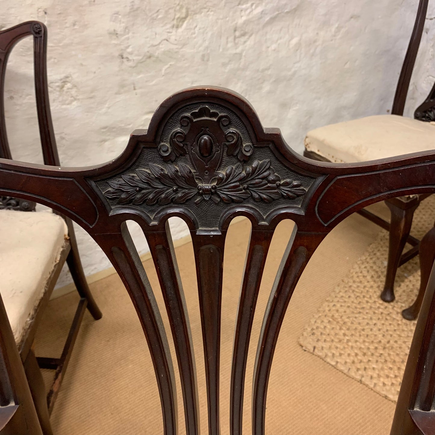 Set of 8 Antique  Mahogany Hepplewhite Chairs Ca 1890