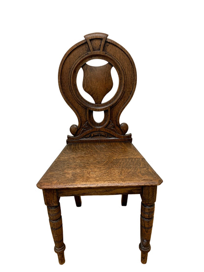 Antique Oak Hall Chair Ca 1880