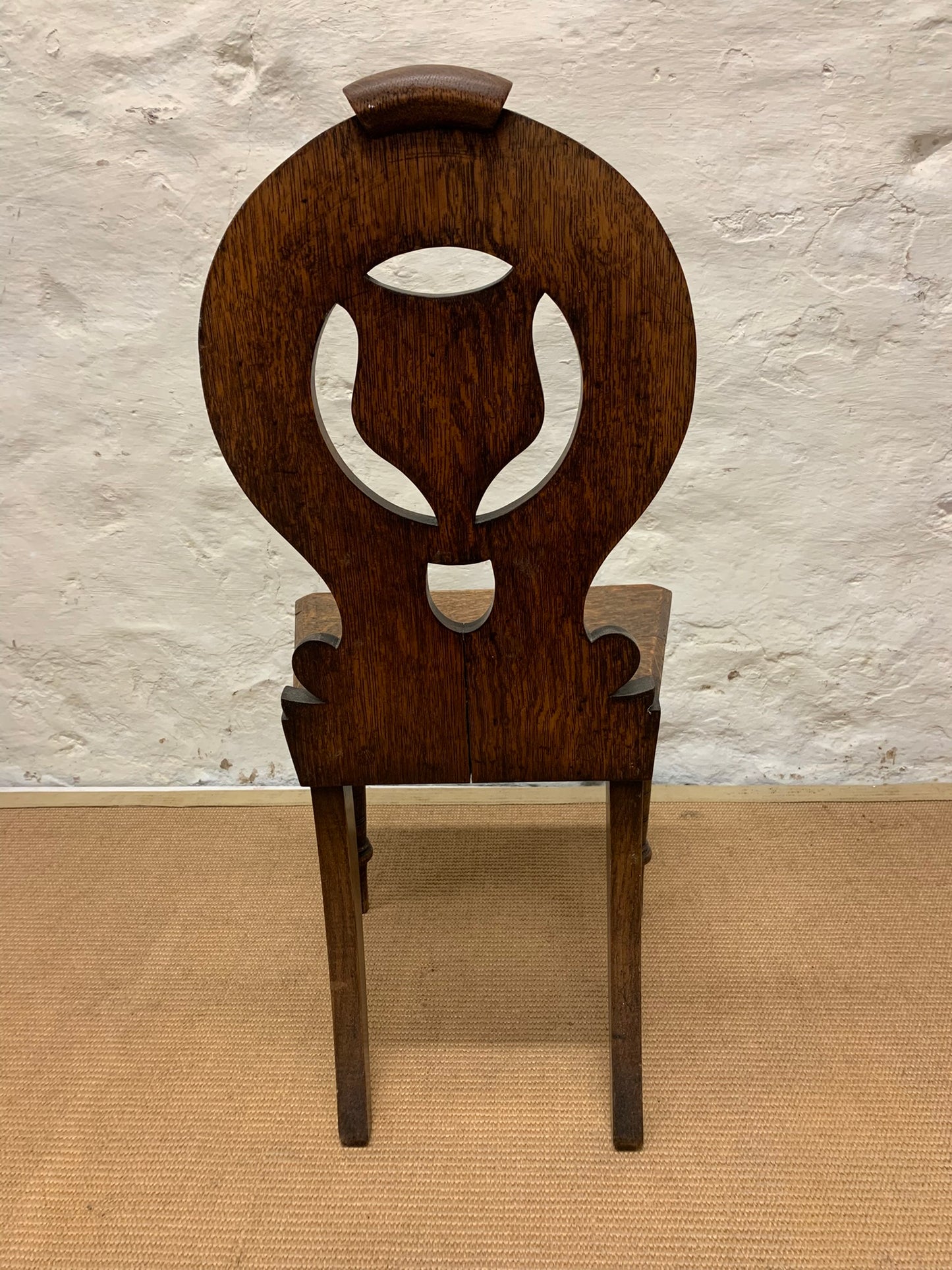 Antique Oak Hall Chair Ca 1880