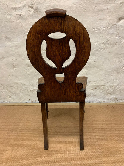 Antique Oak Hall Chair Ca 1880