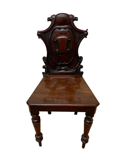 Antique Mahogany Hall Chair Ca 1880