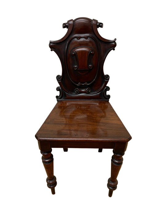 Antique Mahogany Hall Chair Ca 1880