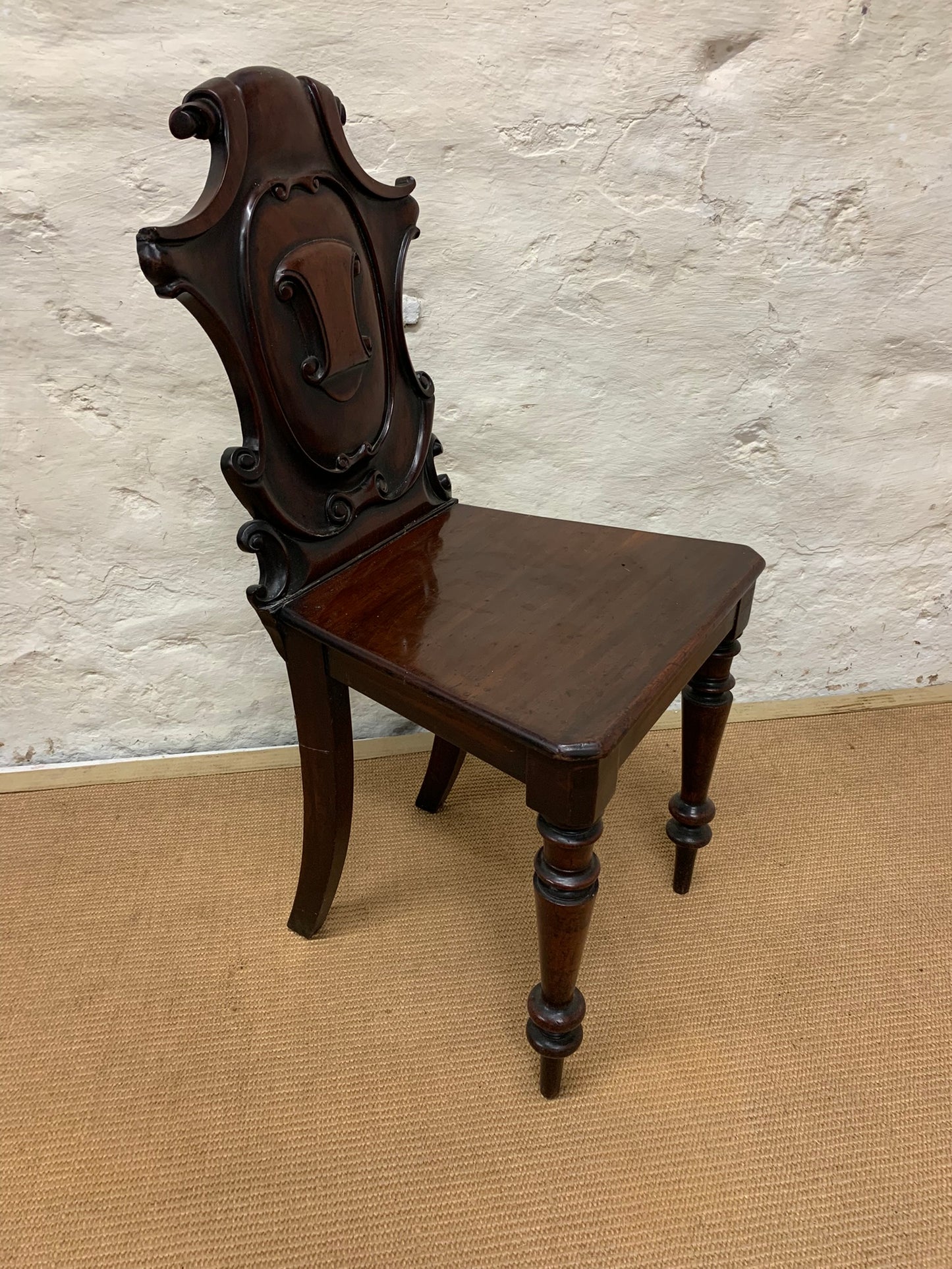 Antique Mahogany Hall Chair Ca 1880