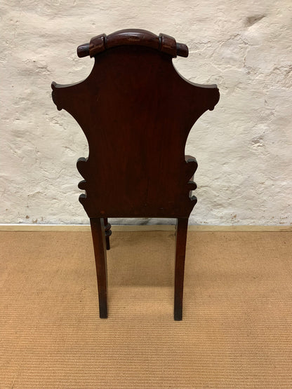 Antique Mahogany Hall Chair Ca 1880