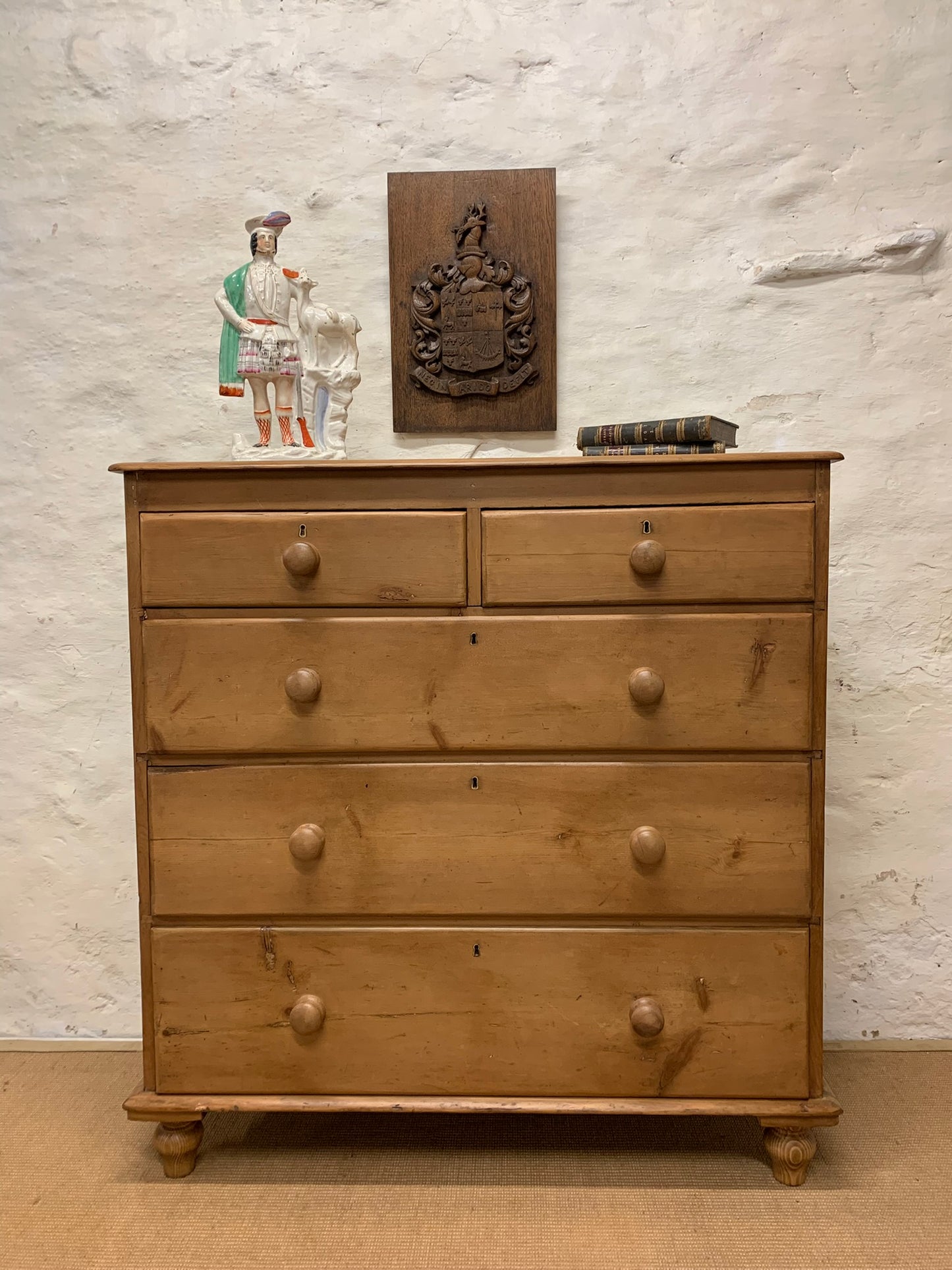 English Antique Pine Chest of Drawers Ca 1870