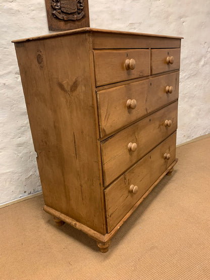 English Antique Pine Chest of Drawers Ca 1870