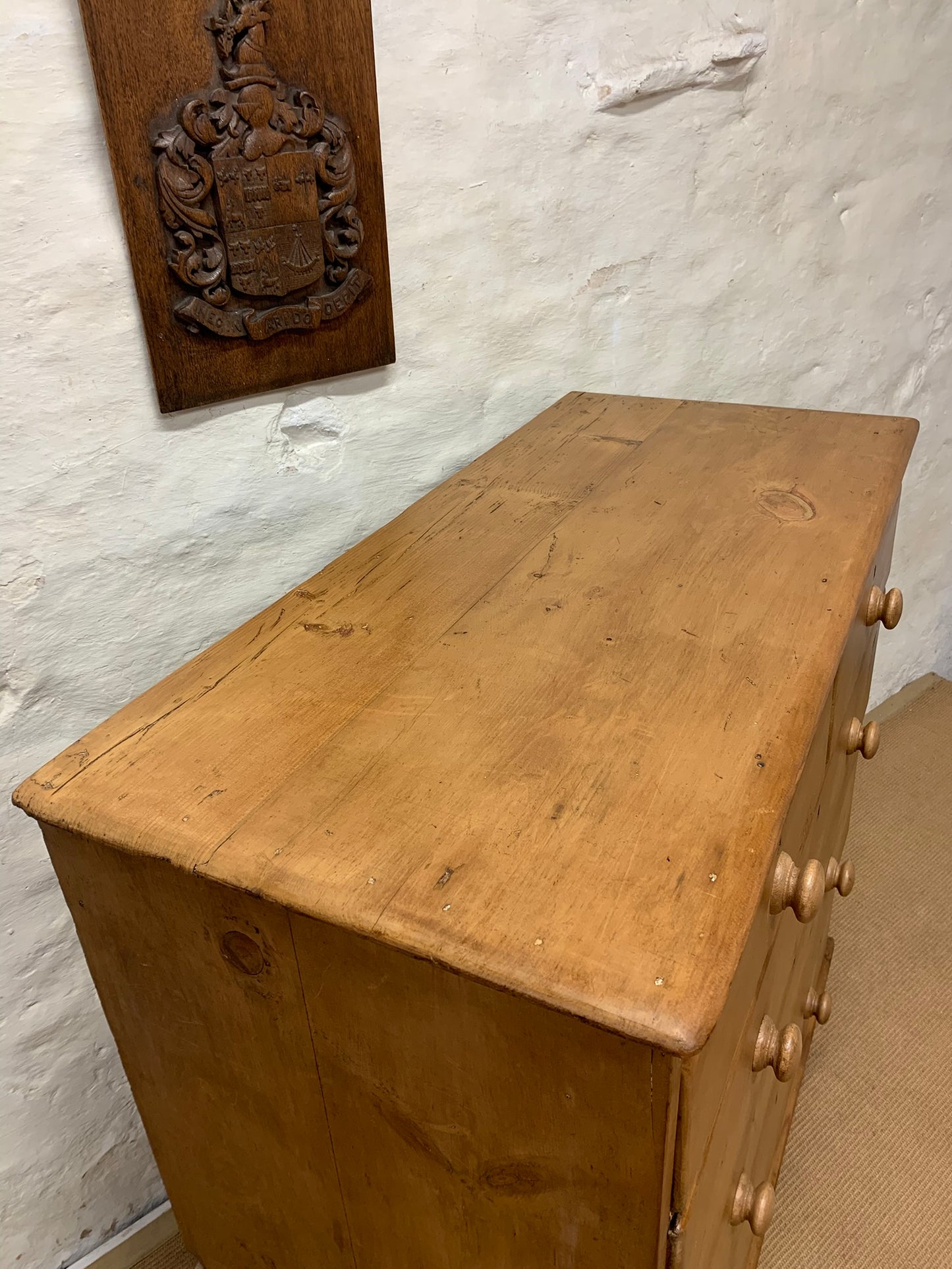 English Antique Pine Chest of Drawers Ca 1870