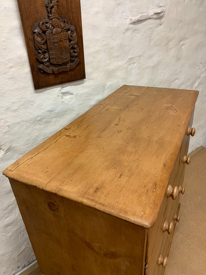 English Antique Pine Chest of Drawers Ca 1870