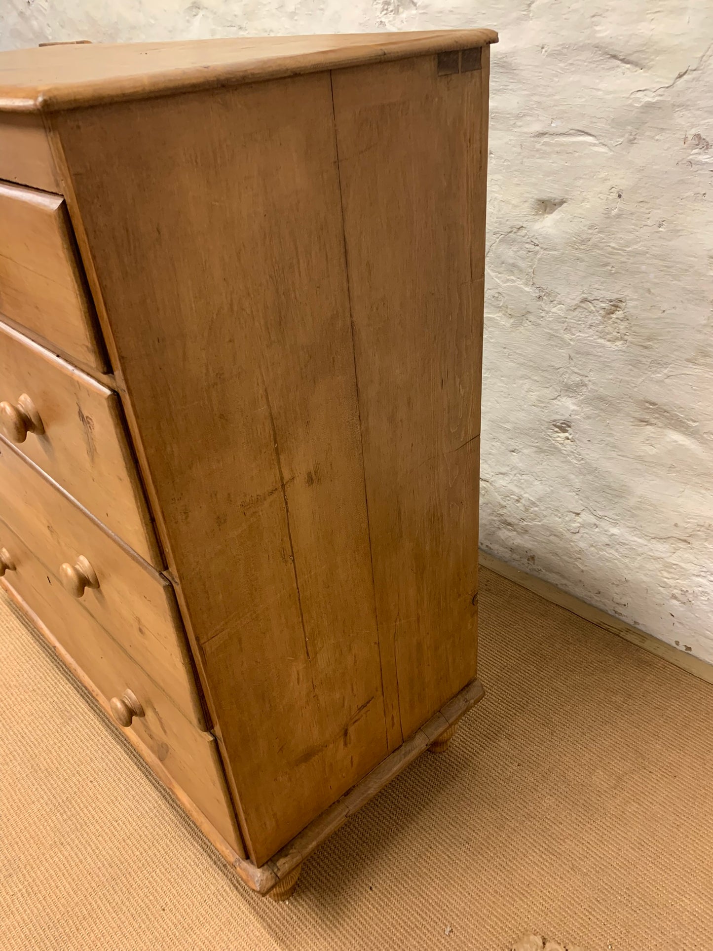 English Antique Pine Chest of Drawers Ca 1870