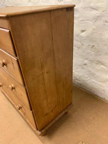 English Antique Pine Chest of Drawers Ca 1870