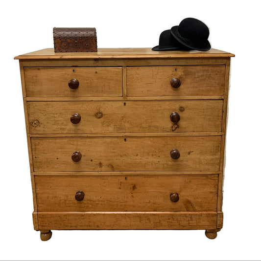 English Antique Pine Chest of Drawers Ca 1870