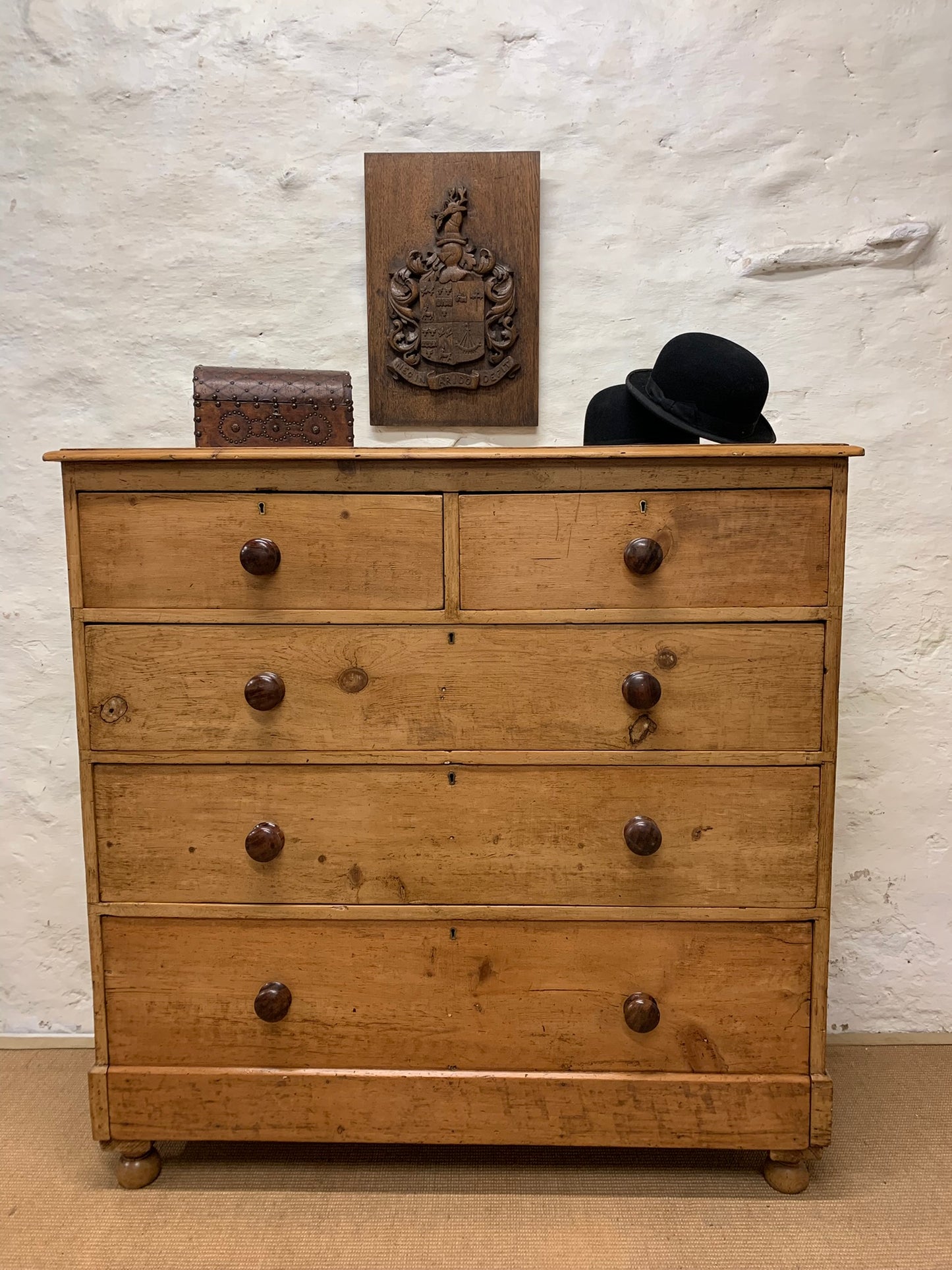 English Antique Pine Chest of Drawers Ca 1870