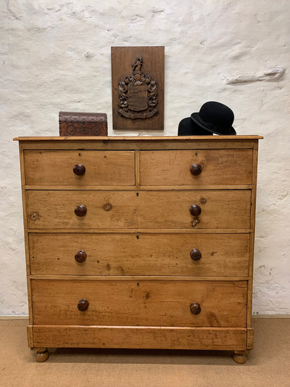 English Antique Pine Chest of Drawers Ca 1870