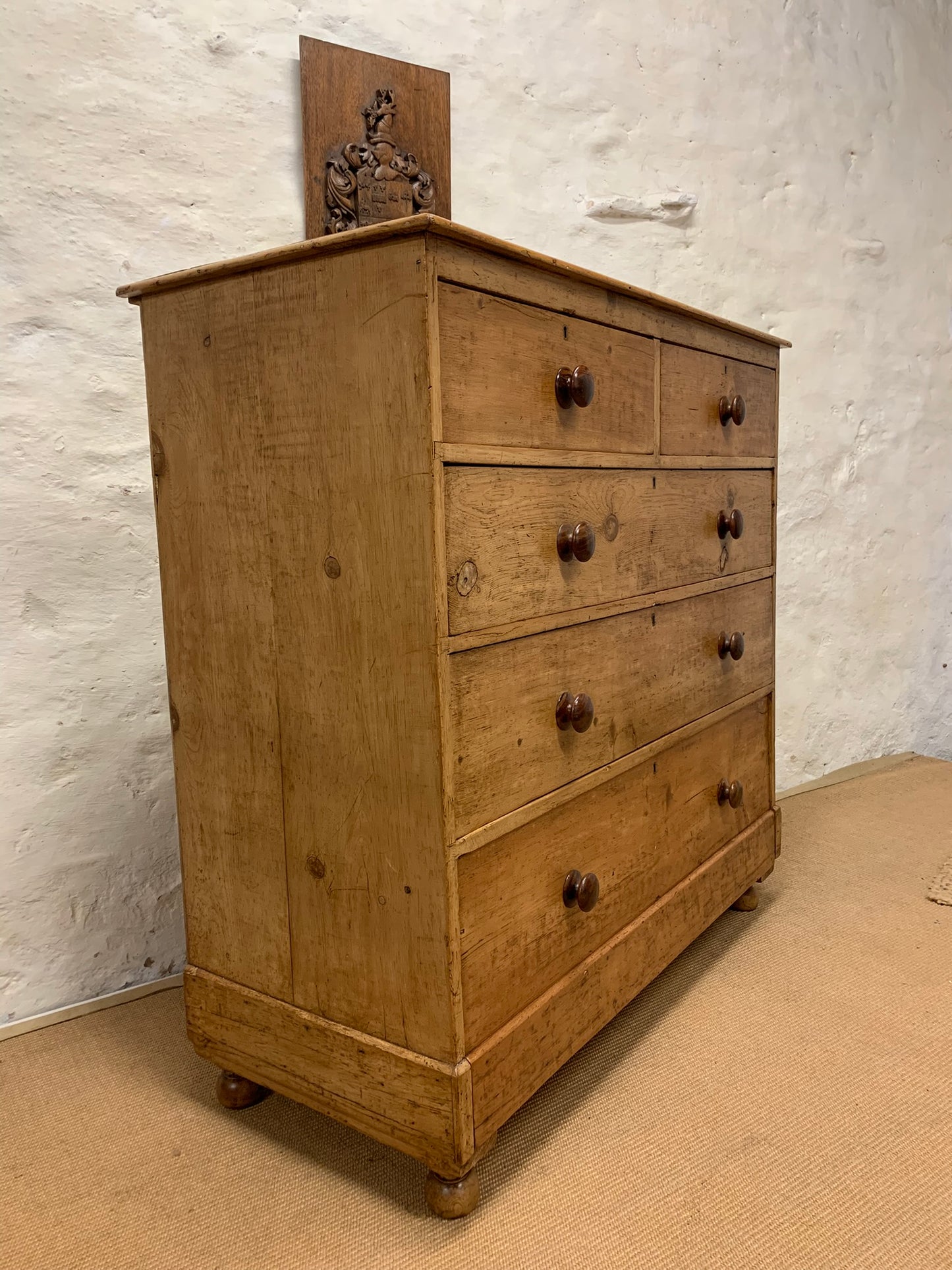 English Antique Pine Chest of Drawers Ca 1870