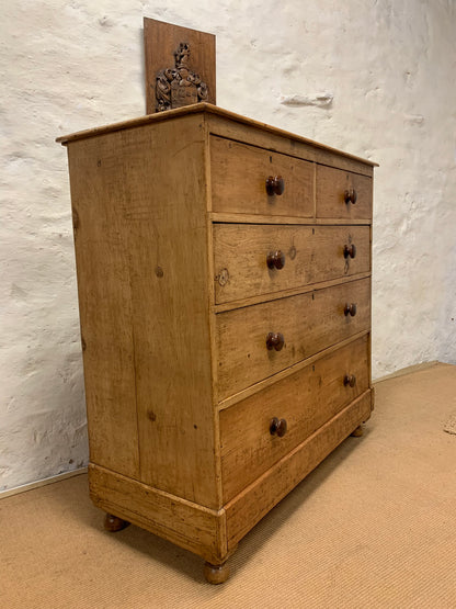 English Antique Pine Chest of Drawers Ca 1870