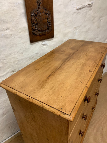 English Antique Pine Chest of Drawers Ca 1870