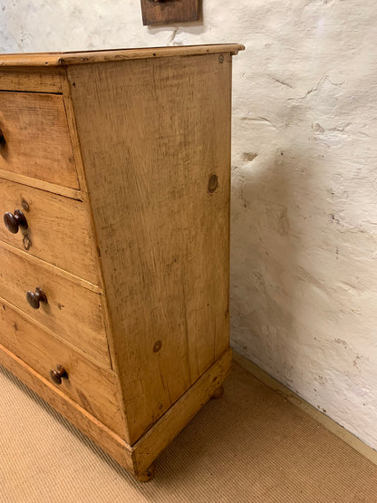 English Antique Pine Chest of Drawers Ca 1870