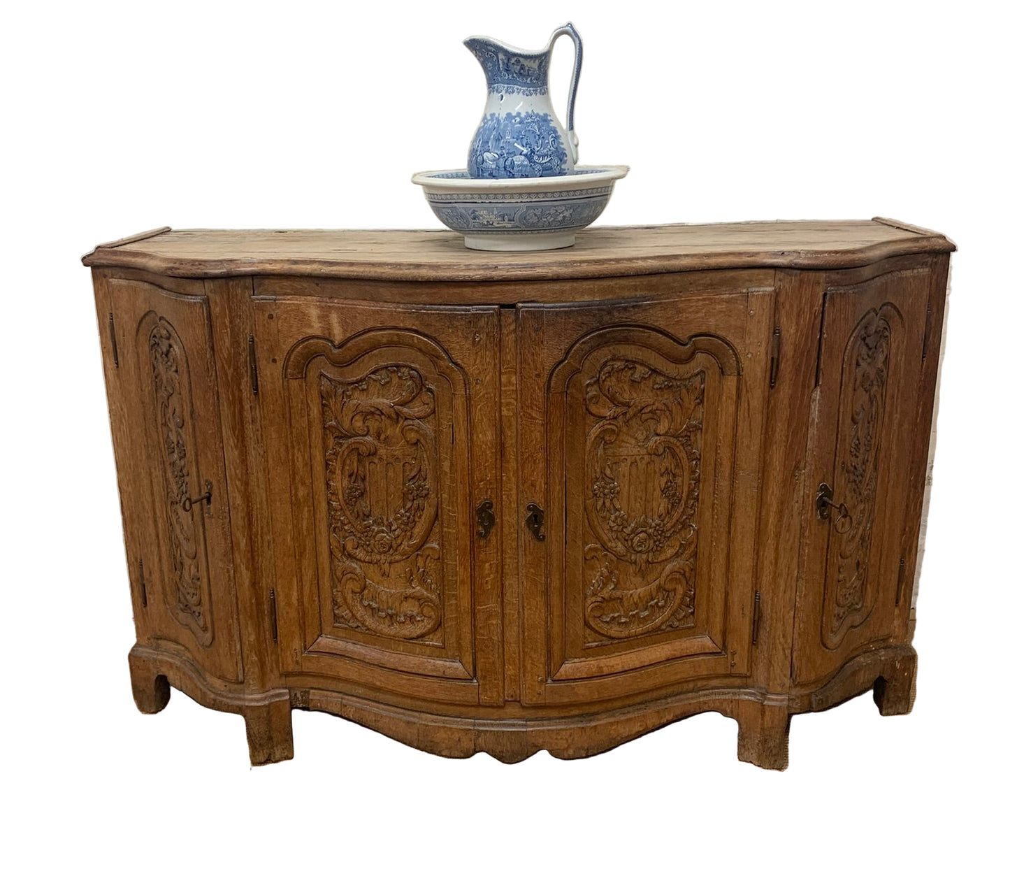 Italian Carved Oak serpentine Cabinet ca 1870