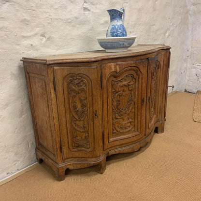 Italian Carved Oak serpentine Cabinet ca 1870