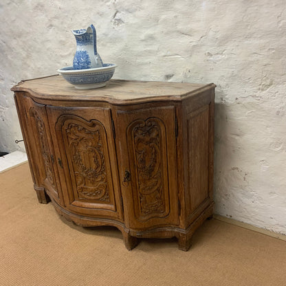 Italian Carved Oak serpentine Cabinet ca 1870