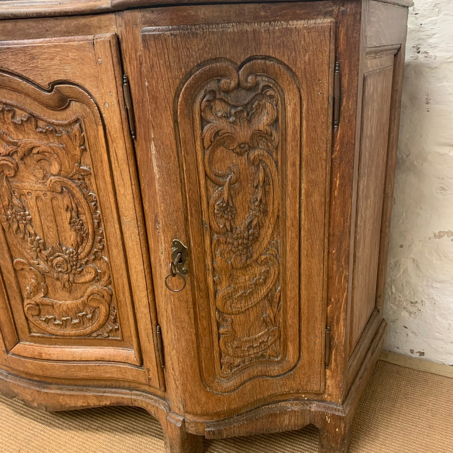 Italian Carved Oak serpentine Cabinet ca 1870