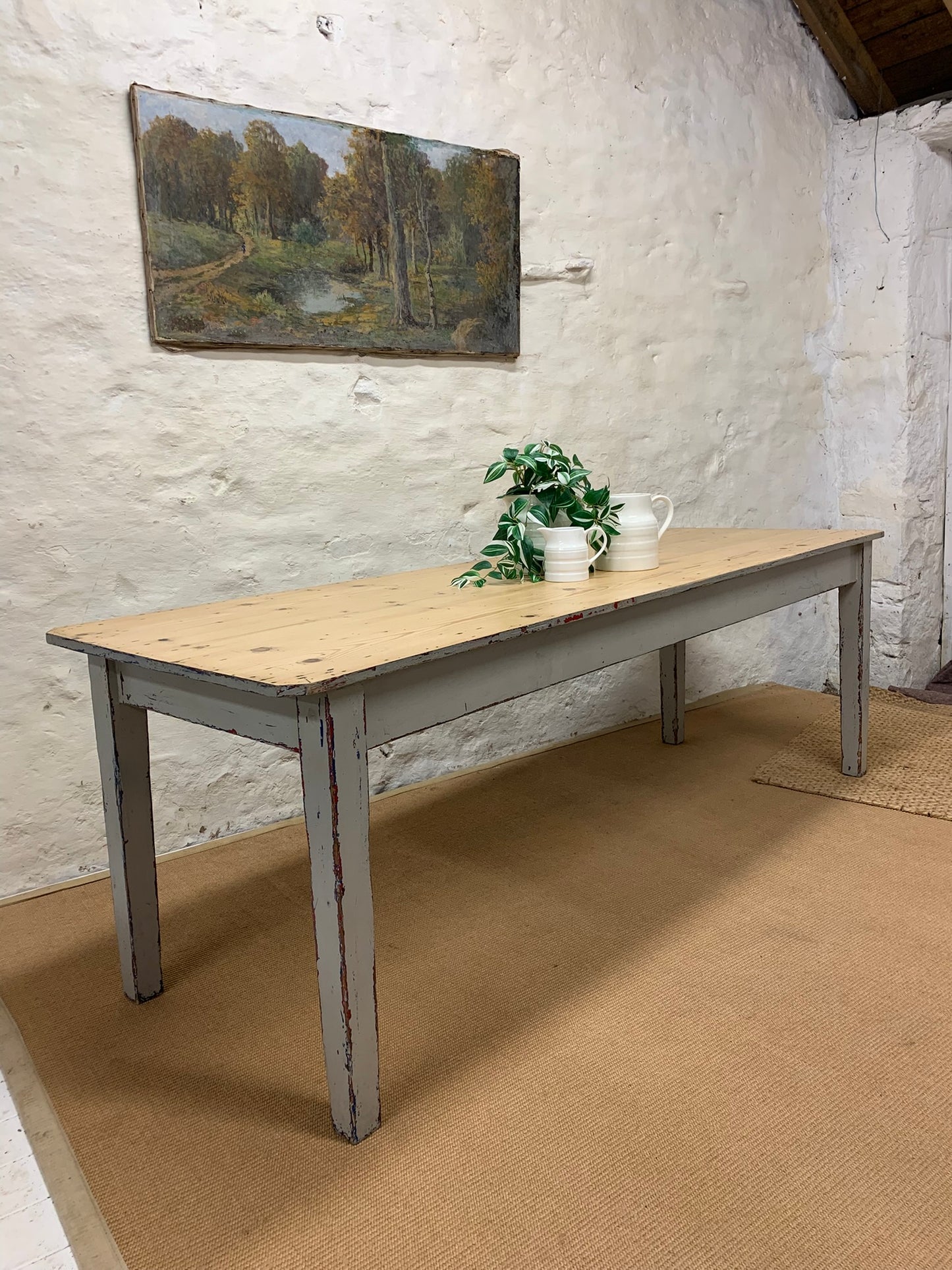 Antique Pine Farm Table Ca 1870