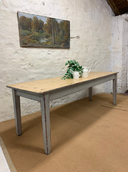Antique Pine Farm Table Ca 1870